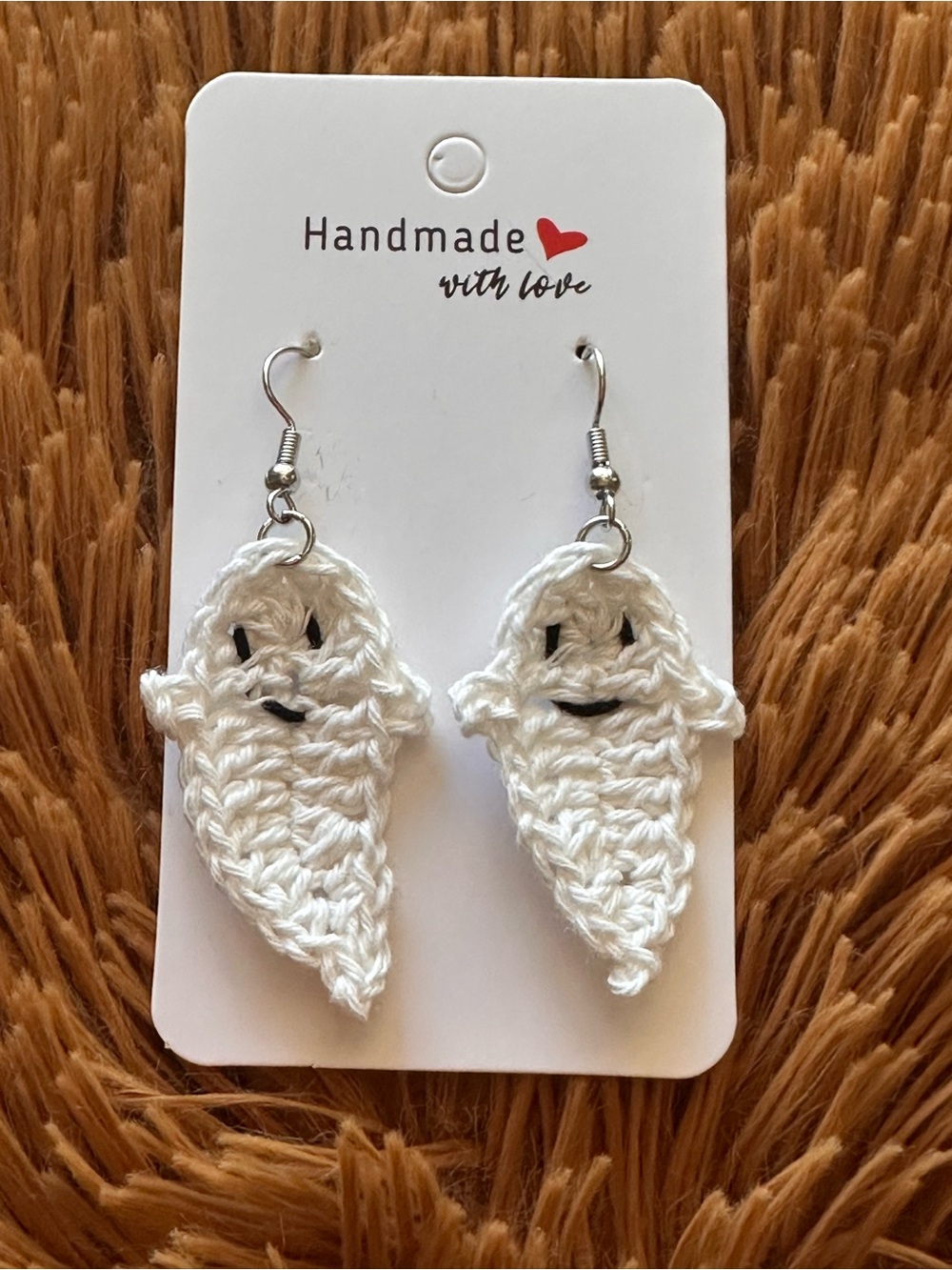 Handmade White Crochet Ghost Earrings – Cute Kids Jewelry